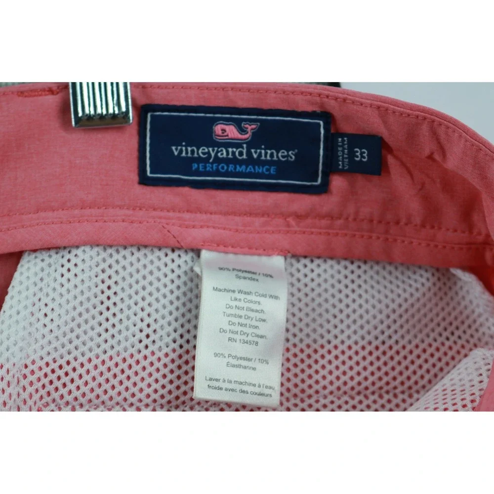 Vineyard Vines Performance Shorts Mens 33 Pink 1H0443 Stretch Golf Flat Front
